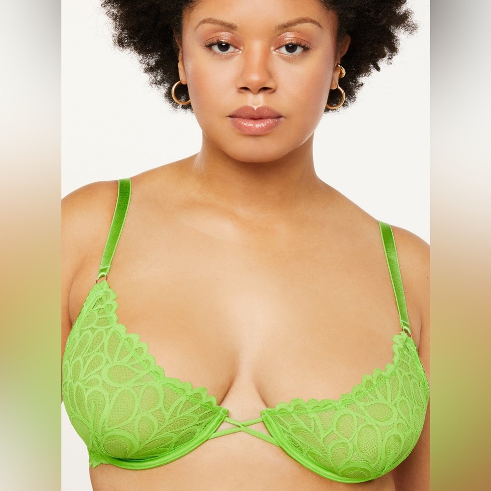 Savage X‎ Fenty bra lime green underwire 34c lace lingerie